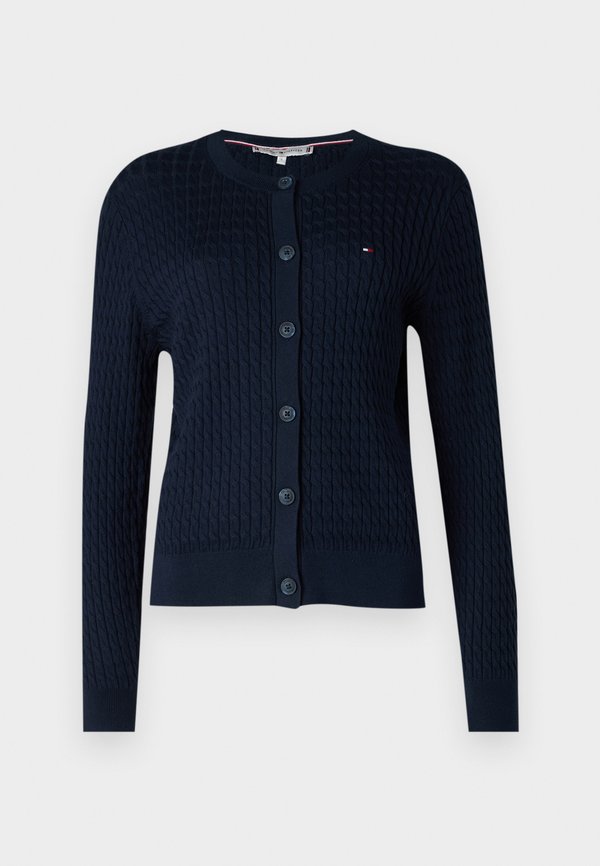 Tommy Hilfiger CABLE KNIT CREW NECK CARDIGAN - Cardigan - dark night navy