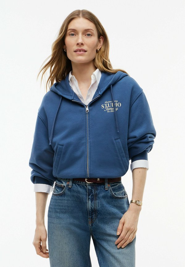 Tommy Hilfiger TOMMY HILFIGER LOGO ZIP-THRU OVERSIZED HOODY - Zip-up sweatshirt - aegean sea