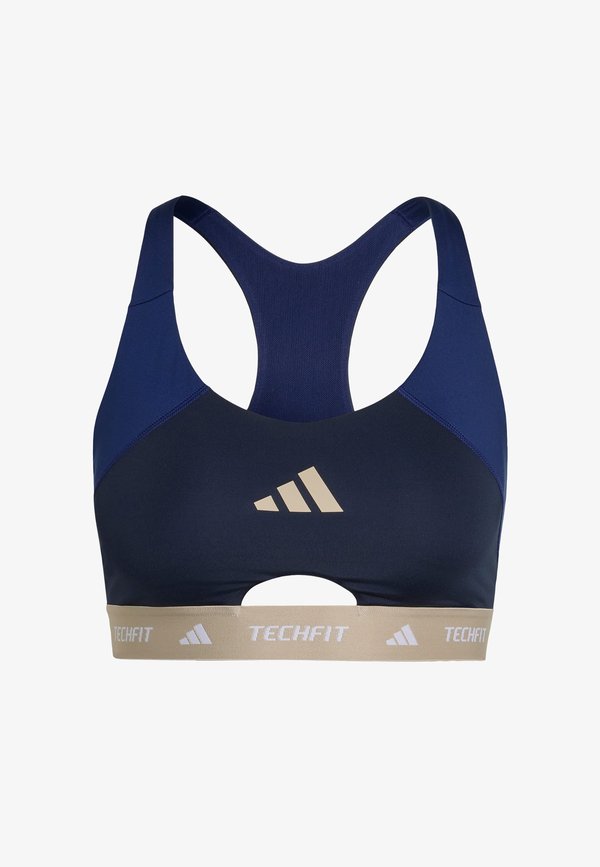 adidas Performance TECHFIT WORKOUT COLOR BLOCK MEDIUM SUPPORT BRA - Medium support sports bra - dark blue/legend ink