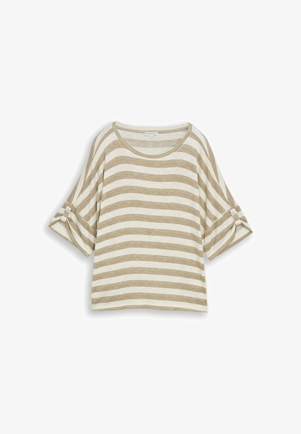 TOM TAILOR T-SHIRT MIT TURN-UP-FUNKTION - Print T-shirt - olive white stripe