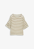 TOM TAILOR T-SHIRT MIT TURN-UP-FUNKTION - Print T-shirt - olive white stripe