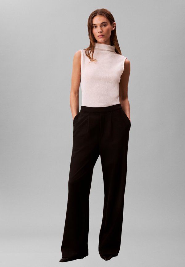 Calvin Klein PONTE WIDE LEG PANT - Trousers - black