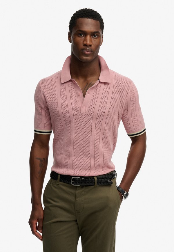 Superdry & Co TEXTURE SHORT SLEEVE - Polo shirt - grey pink