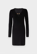 Vero Moda VMMARRI V NECK SHORT DRESS - Jumper dress - black/gold-coloured