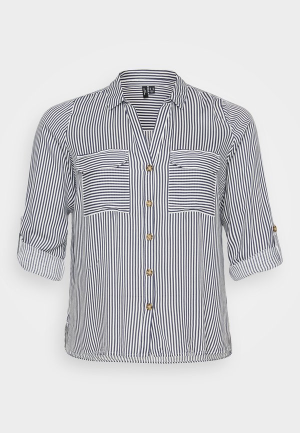Vero Moda Curve VMBUMPY L/S SHIRT NEW CURVE GA NOOS - Button-down blouse - snow white/india ink