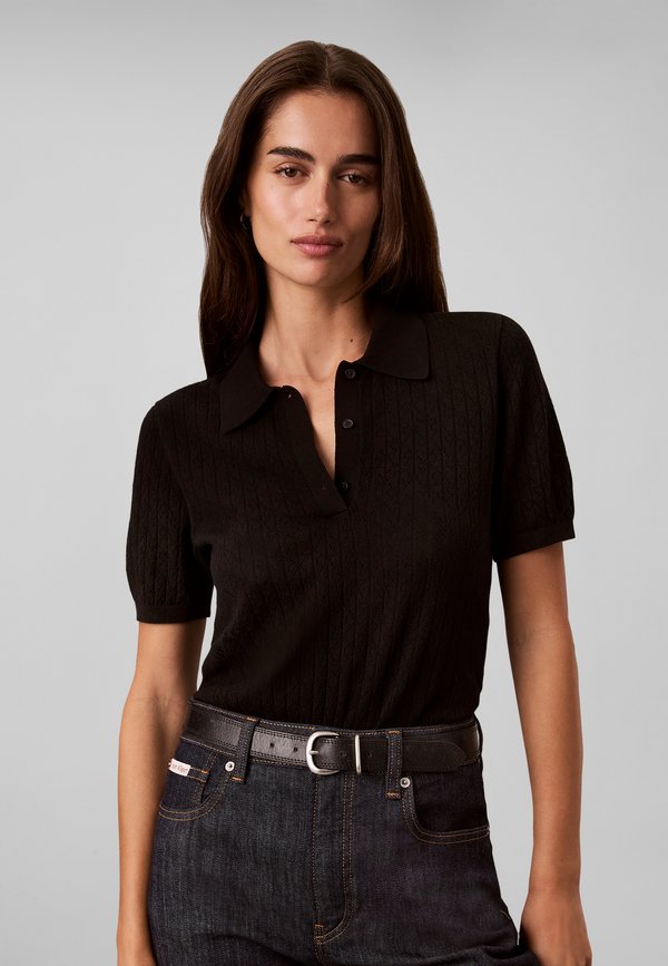Calvin Klein POINTELLE POLO - Polo shirt - black