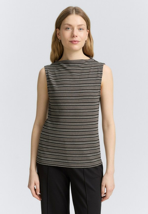 TOM TAILOR Print T-shirt - black knit structure stripe