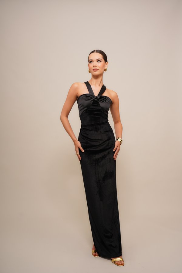 WAL G. ZARIA KNOT ONE SHOULDER MAXI