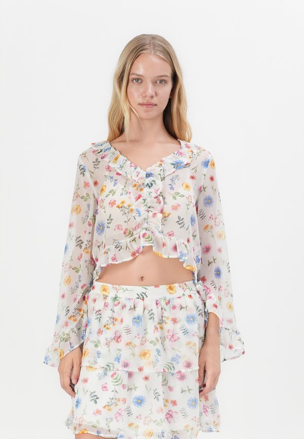 Vero Moda VMSILLE CROPPED - Blouse - snow white