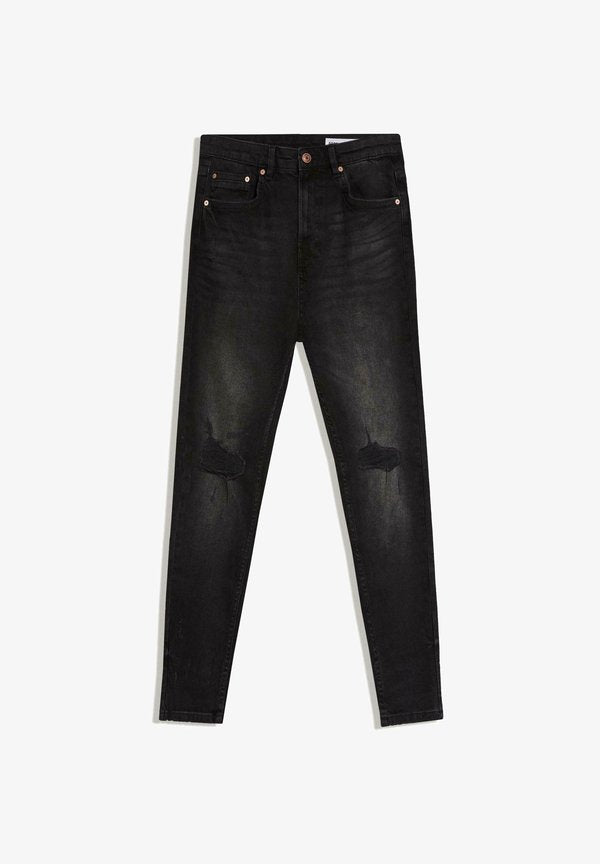 Bershka CARROT DESTROY - Slim fit jeans - black