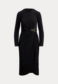 Lauren Ralph Lauren BUCKLE TRIM STRETCH JERSEY DRESS