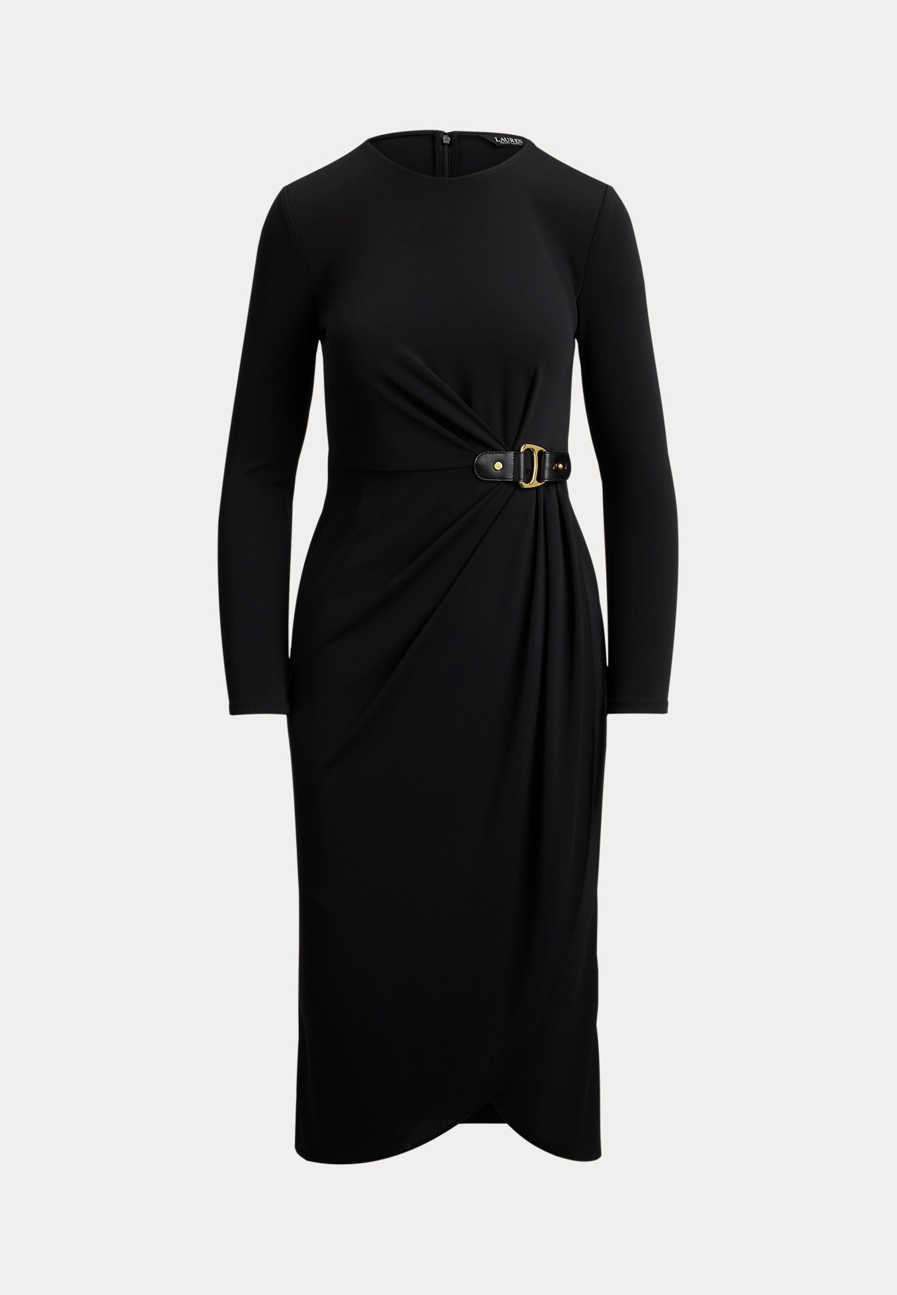 Lauren Ralph Lauren BUCKLE TRIM STRETCH JERSEY DRESS