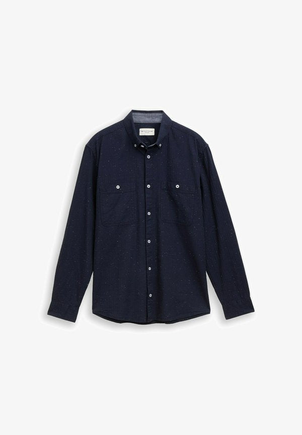 TOM TAILOR REGULAR FIT IN MELANGE-OPTIK - Shirt - navy nep structure