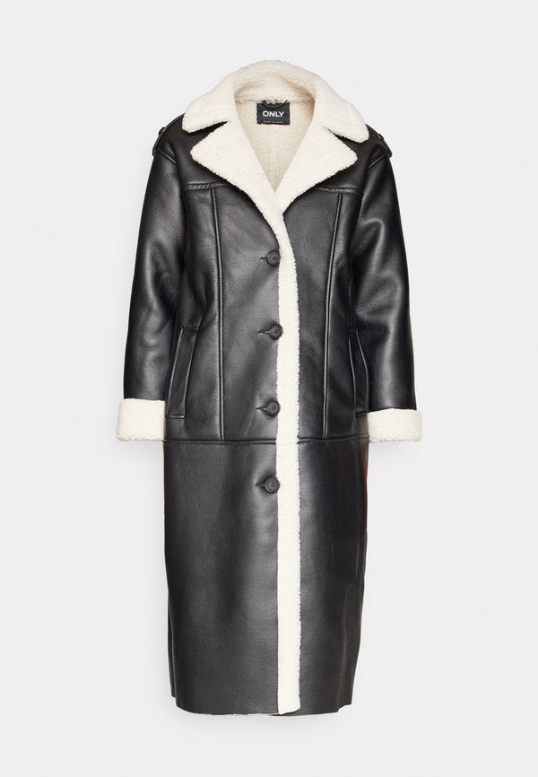 ONLY ONLVIVA BONDED COAT  - Winter jacket - black detail/pumice stone