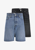 Jack & Jones TONY ORIGINAL 2 PACK - Denim shorts - blue denim/black denim