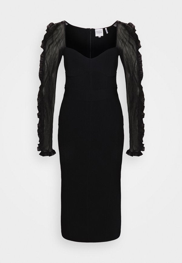 Hervé Léger SWEETHEART MIDI DRESS RUFFLES