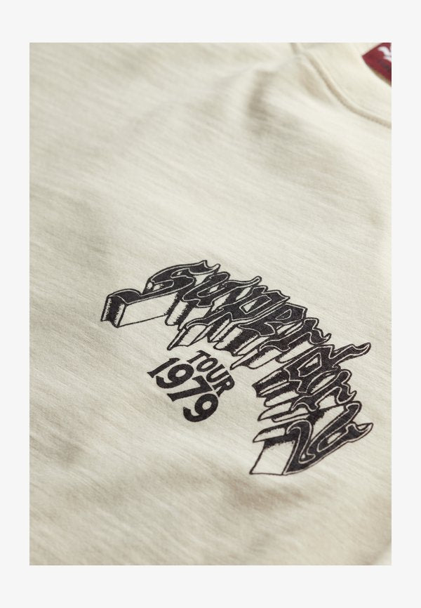 Superdry & Co BIKER ROCK - Print T-shirt - cream