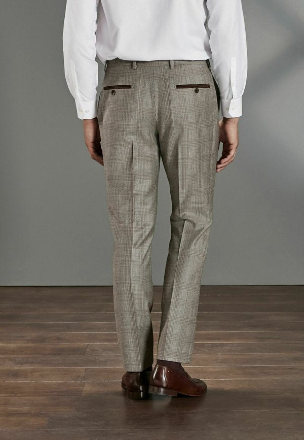 Next Signature Empire Mills 100% Wool Check Suit Trousers Slim Fit