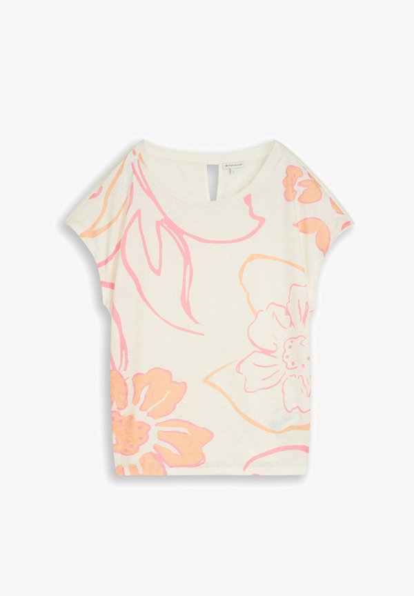 TOM TAILOR T-SHIRT MIT BLUMENMUSTER - Print T-shirt - whisper white