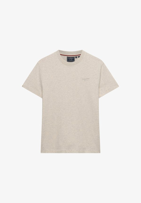 Superdry & Co SUPERDRY ESSENTIAL SERIF LOGO EMBROIDERED T-SHIRT.. - Basic T-shirt - straw grey marl grey