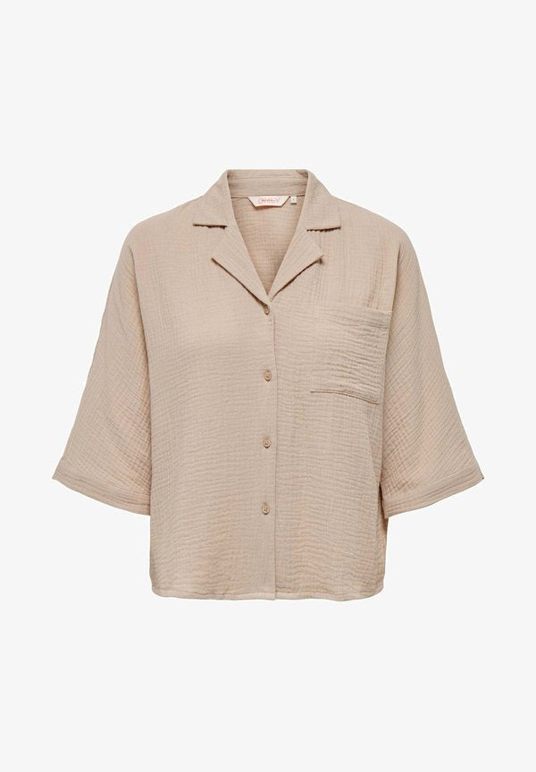 ONLY ONLTHYRA - Button-down blouse - beige