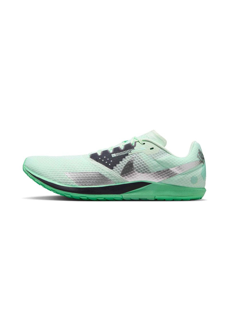 Hellgrüner Sportschuh mit Mesh-Obermaterial, schwarzen Akzenten und strukturiertem Profil. Verfügt über ein minimalistisches Design und ein sicheres Schnürsystem.