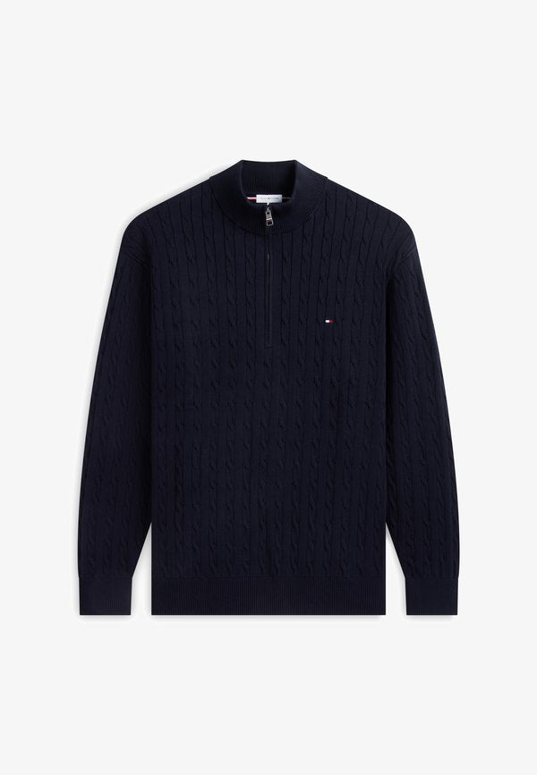 Tommy Hilfiger LASSIC CABLE ZIP MOCK - Jumper - navy blue