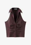 Mango ADULT - Button-down blouse - dark brown