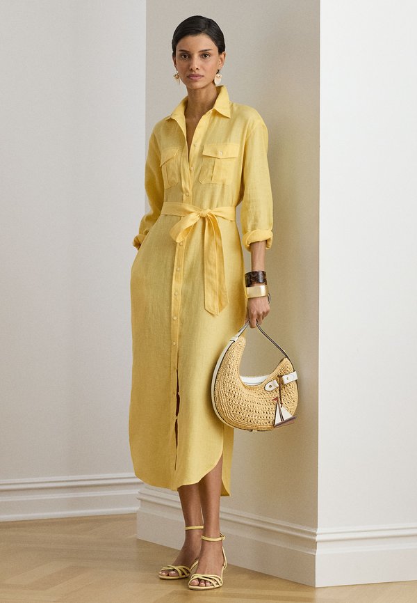 Lauren Ralph Lauren BELTED LINEN MIDI SHIRTDRESS