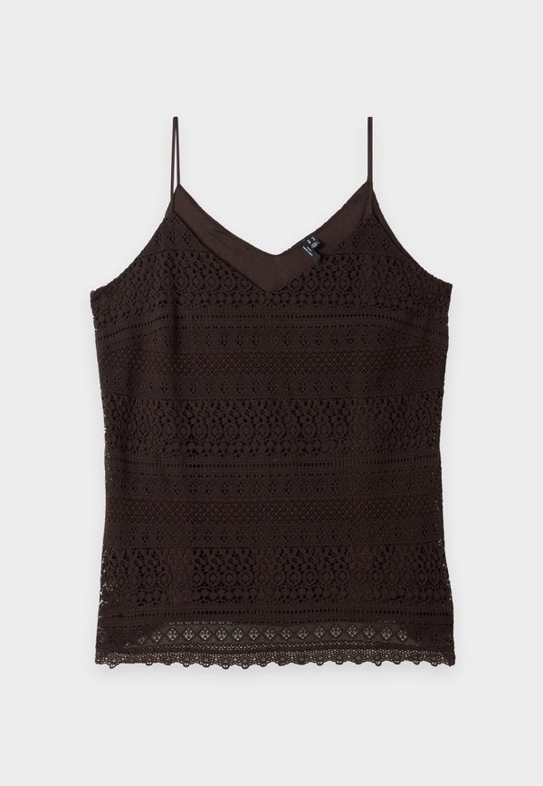 Vero Moda Curve VMCHONEY SINGLET - Blouse - chocolate torte