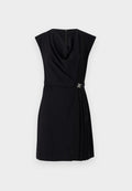 COWL NECK DRESS WITH PLEATS AND FAUX WRAP Media 1