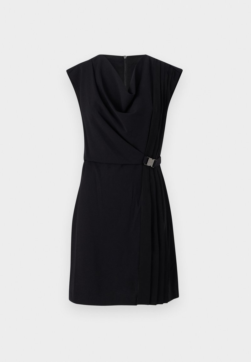 COWL NECK DRESS WITH PLEATS AND FAUX WRAP Media 1