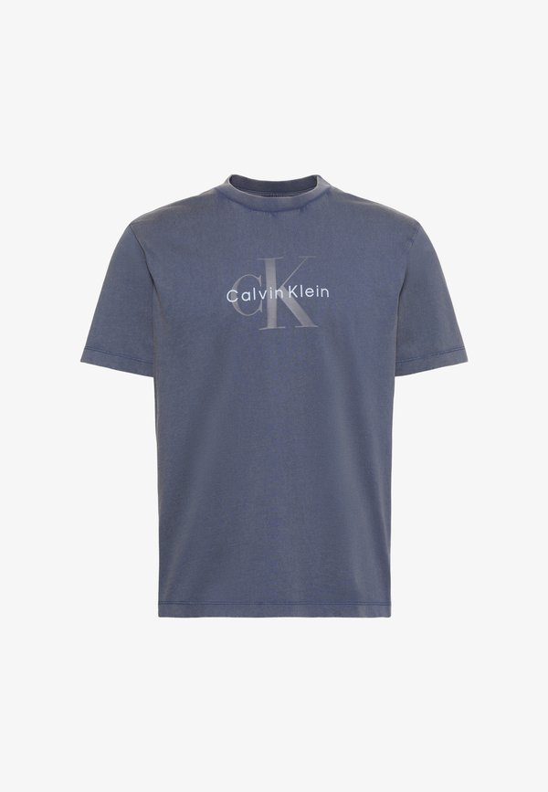 Calvin Klein Jeans SS 20S ACID WASH MONOLOGO GRAPHI - Print T-shirt - blue