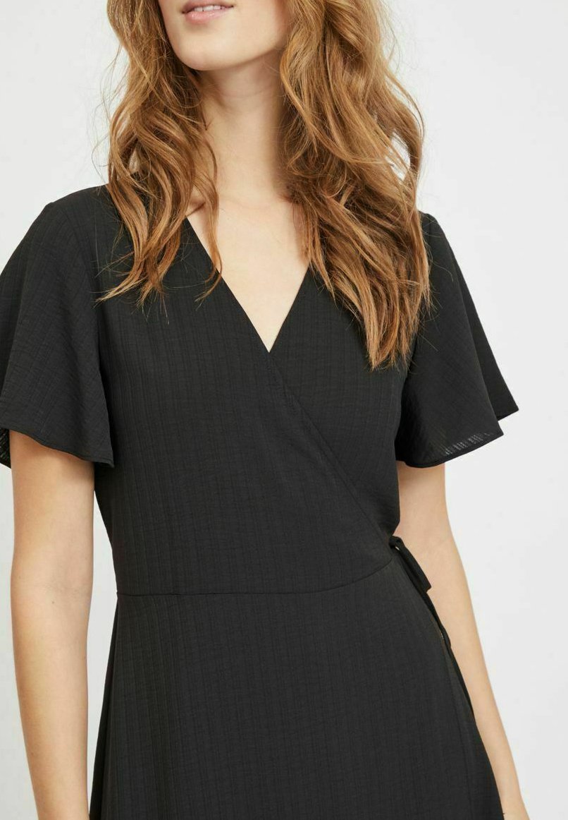 VILA VILOVIE S/S WRAP MIDI DRESS - NOOS