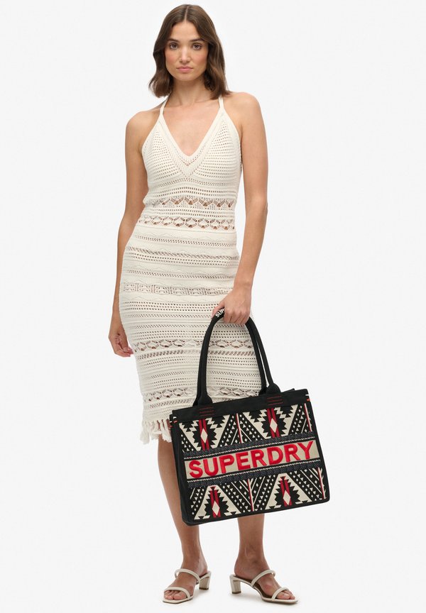 Superdry & Co LUXE EMBROIDERED - Tote bag - black multi