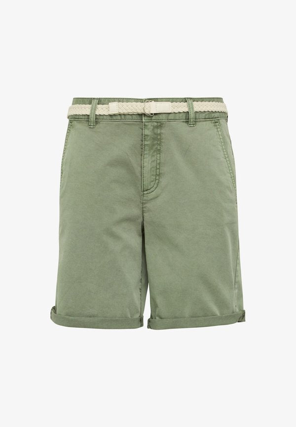 s.Oliver MIT GÜRTEL UND GARMENT DYE - Shorts - olivgrün