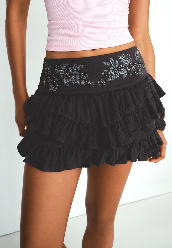 Bershka SKIRT - A-line skirt - grey