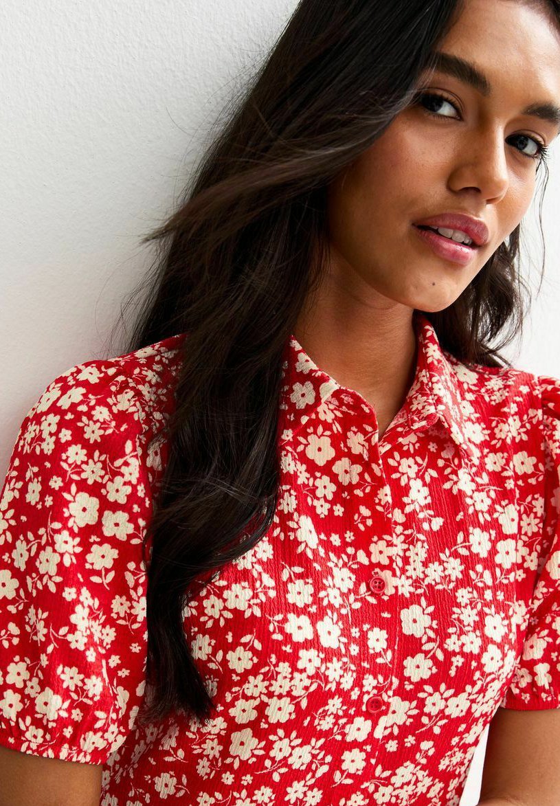 New Look FLORAL PRINT CRINKLED TIERED MINI