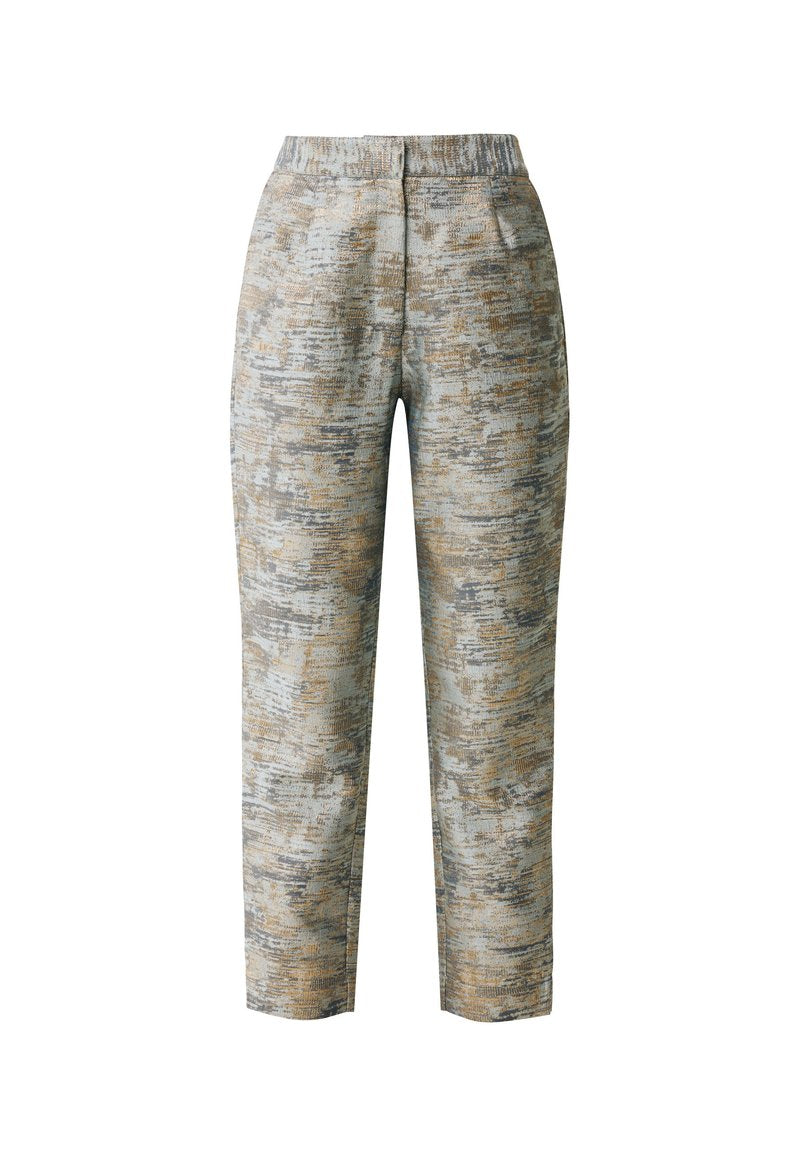 Leichte, strukturierte Hosen in Blau- und Grautönen mit gemustertem Design. Mit einem elastischen Bund und schmal zulaufenden Beinen.
