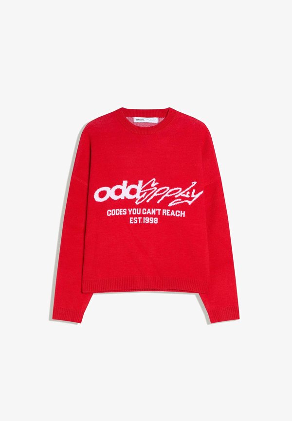 Bershka JACQUARD - PRINT SWEATER - Sweatshirt - red