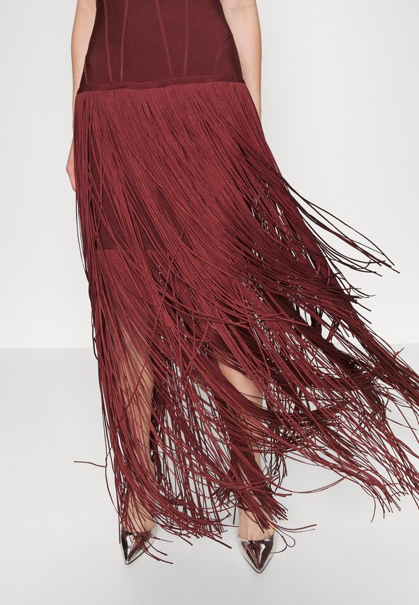 Hervé Léger STRAPPY FRINGE GOWN CUT OUT