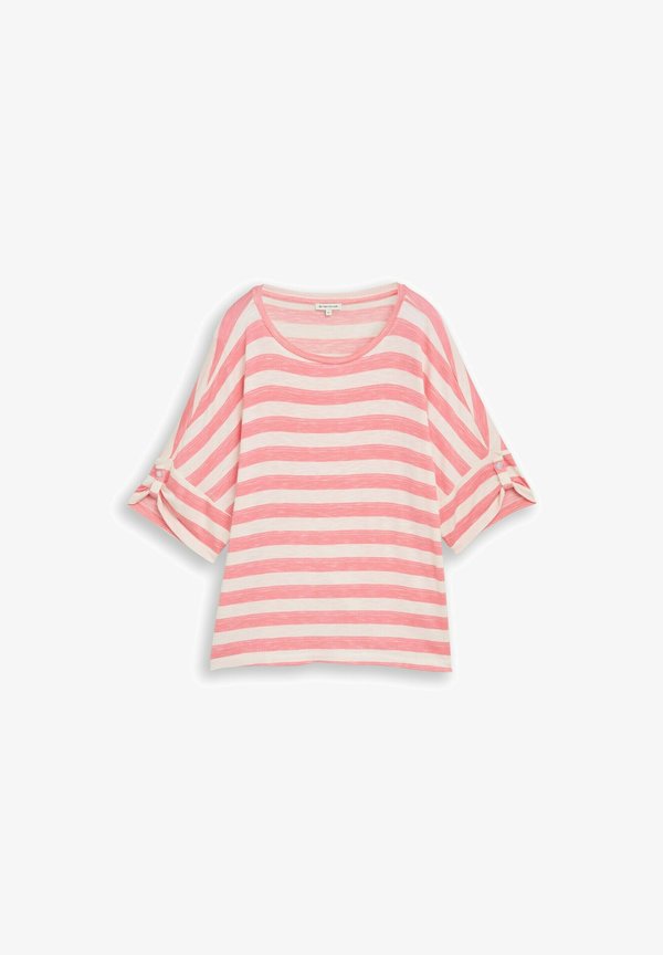 TOM TAILOR TOM TAILOR T-SHIRT T-SHIRT MIT TURN-UP-FUNKTION - Print T-shirt - pink white stripe