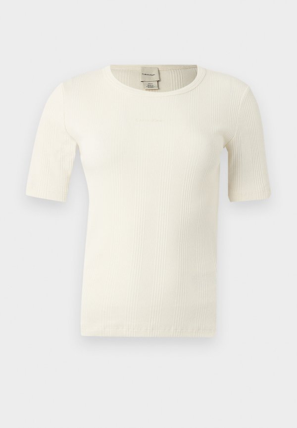 Calvin Klein VARIGATED NANO LOGO NECK - Basic T-shirt - tofu