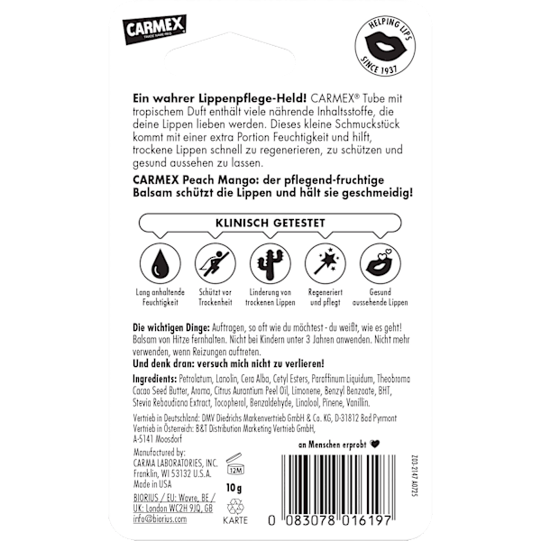Lippenpflege Peach Mango Tube Carmex