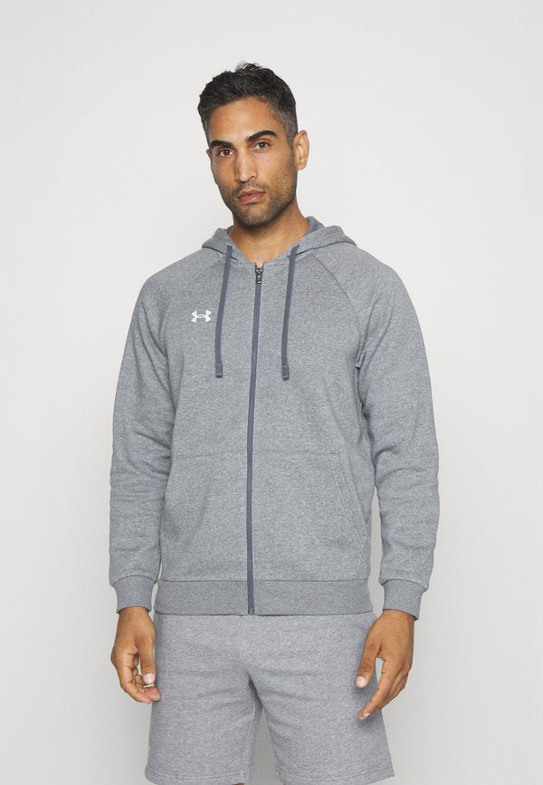Under Armour RIVAL FLEECE - Zip-up sweatshirt - castlerock light heather/white