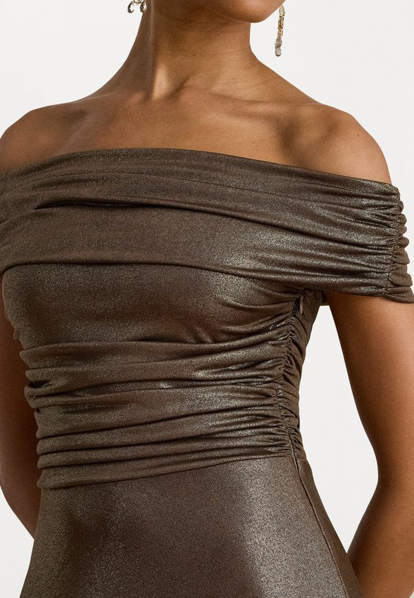 Lauren Ralph Lauren METALLIC OFF THE SHOULDER COCKTAIL DRESS