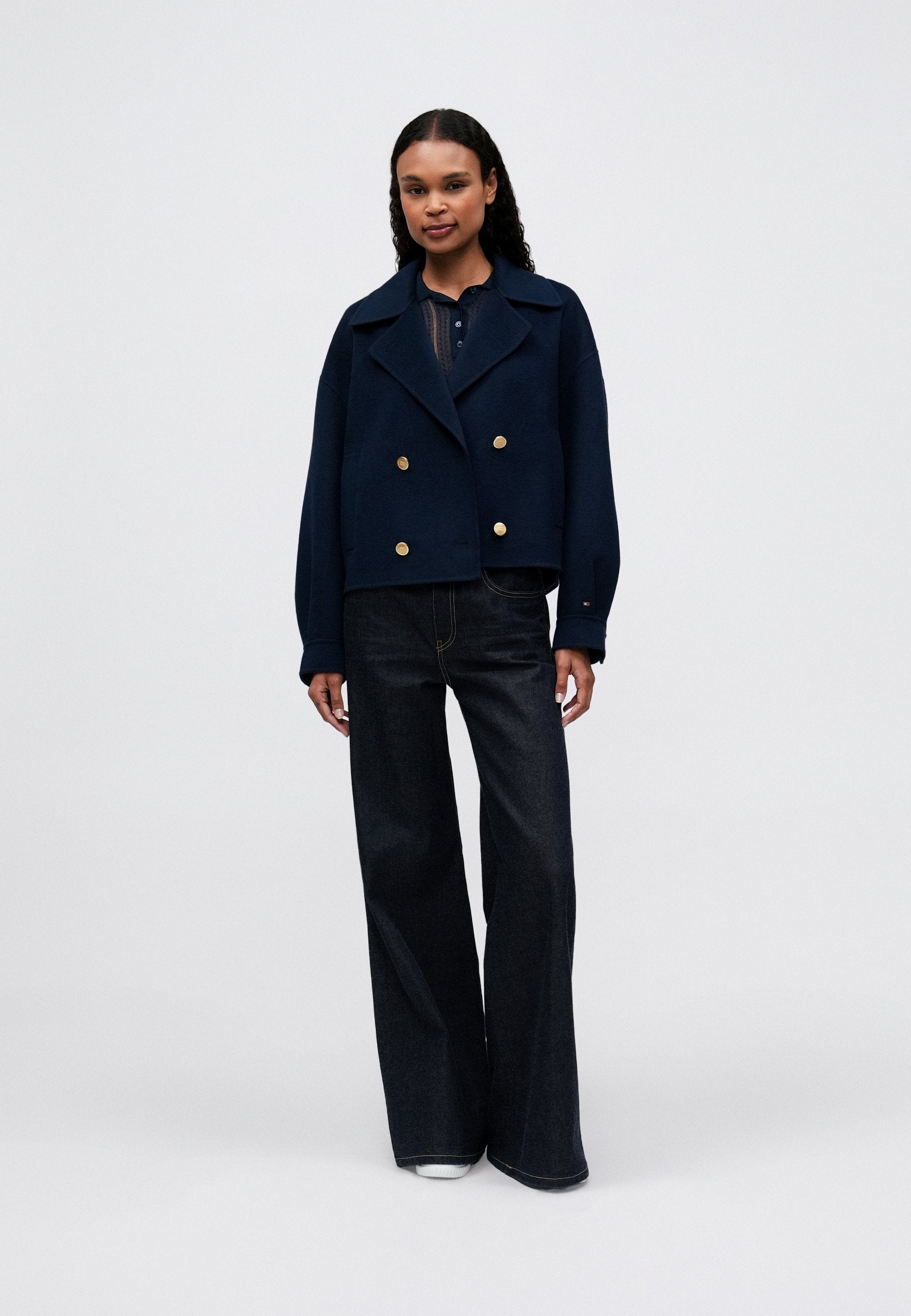 WOOL BLEND DOUBLE BREASTED PEACOAT Media 1