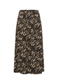 Maxi-Rock in einem gewellten braunen, cremefarbenen und schwarzen Muster. Mit einem elastischen Taillenbund und einem weichen, strukturierten Stoff.
