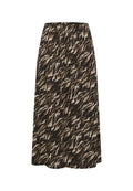 Maxi-Rock in einem gewellten braunen, cremefarbenen und schwarzen Muster. Mit einem elastischen Taillenbund und einem weichen, strukturierten Stoff.
