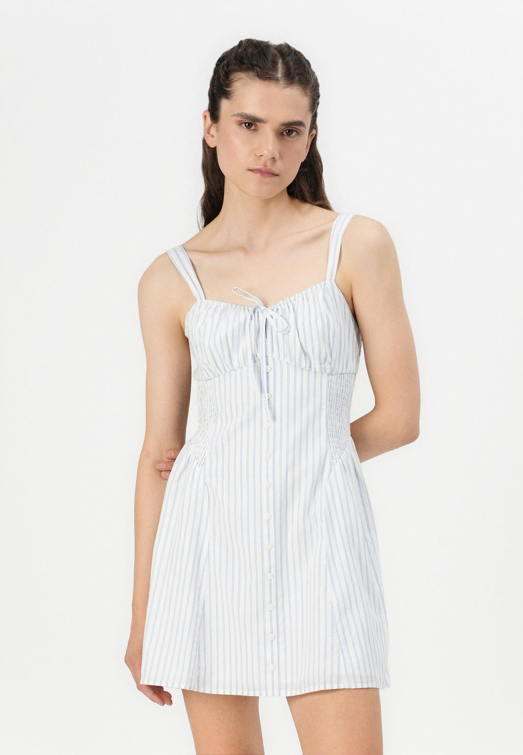 Hollister Co. BARE SOFIA DROP WAIST BUTTON FRONT MINI DRESS